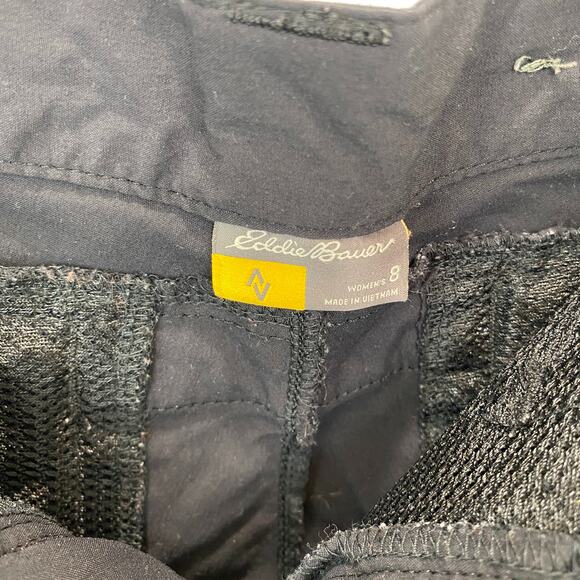 EDDIE BAUER Stretch Nylon Roll Up Pants Zip Fly Camp Hike Outdoor Black Size 8 - Picture 3 of 10